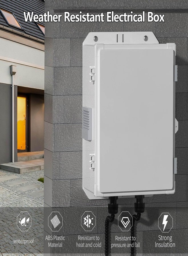 Namunanee Outdoor Electrical Junction Box, ABS Water Resistant Enclosure with Internal Mounting Panel & Hinged Cover (13" H* 9.2" L* 5.6" W) - Image 2